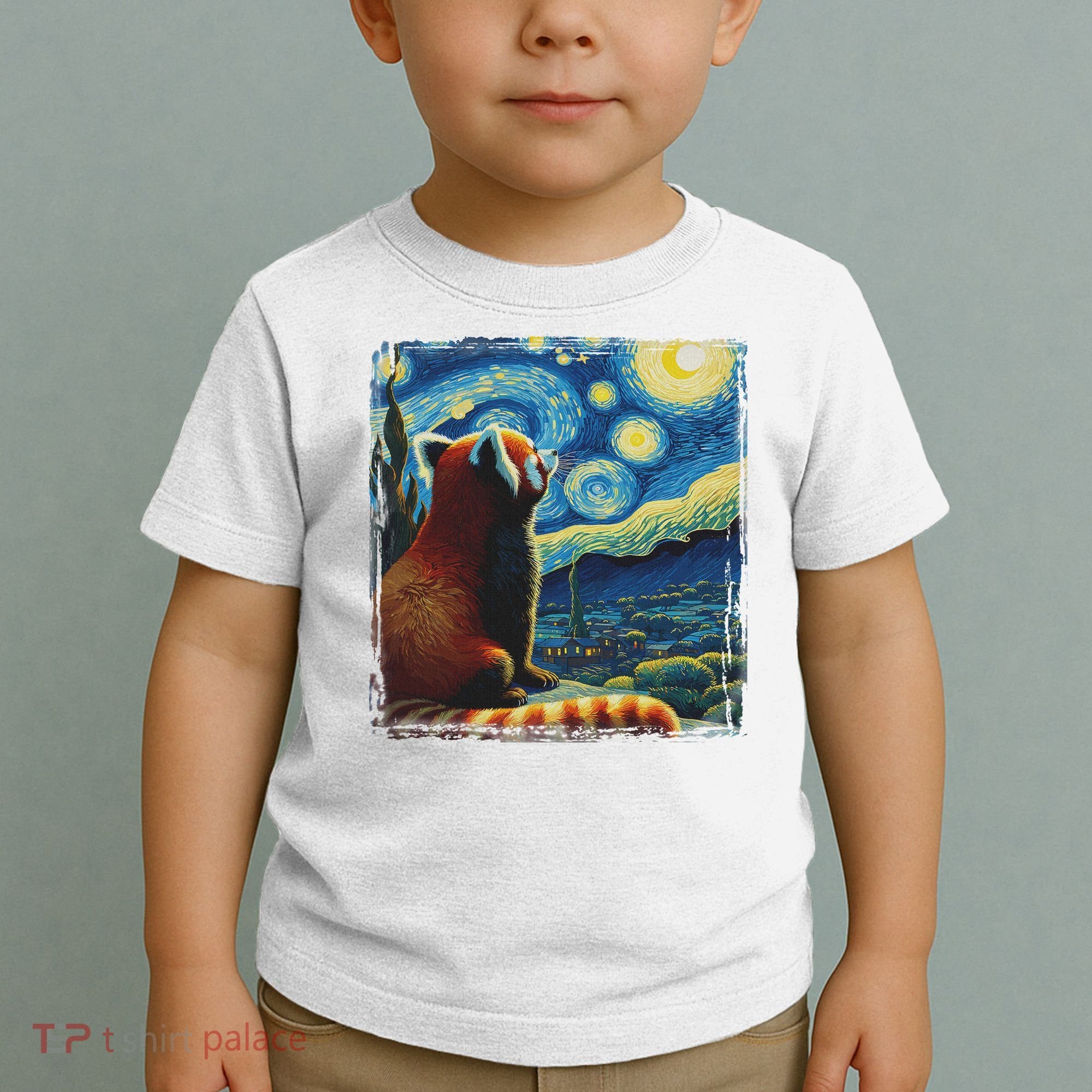 Artistic Red Panda Van Gogh Starry Night Red Panda Toddler T-Shirt