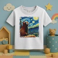 Artistic Red Panda Van Gogh Starry Night Red Panda Toddler T-Shirt thumb 3