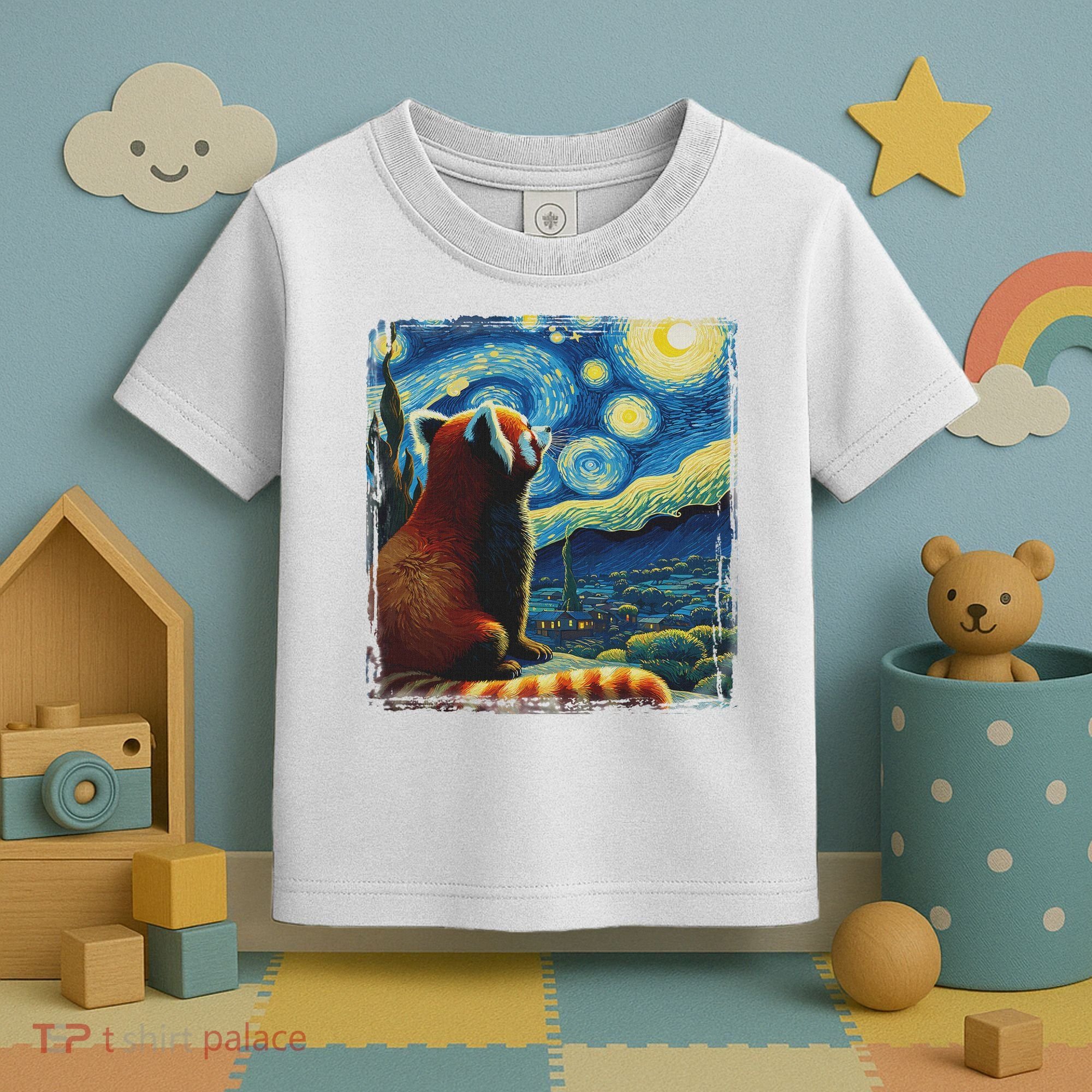 Artistic Red Panda Van Gogh Starry Night Red Panda Toddler T-Shirt