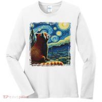 Artistic Red Panda Van Gogh Starry Night Red Panda Women's Long Sleeve Shirt thumb 0