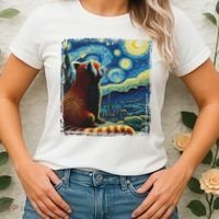 Artistic Red Panda Van Gogh Starry Night Red Panda Women's T-Shirt thumb 2