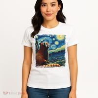Artistic Red Panda Van Gogh Starry Night Red Panda Women's T-Shirt thumb 4