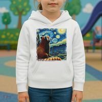 Artistic Red Panda Van Gogh Starry Night Red Panda Kids Hoodie thumb 3