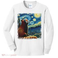 Artistic Red Panda Van Gogh Starry Night Red Panda Kids Long Sleeve Shirt thumb 0