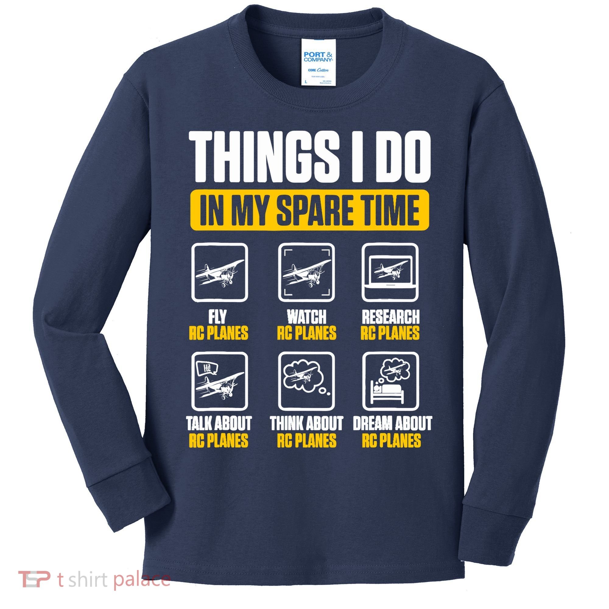 Aircraft Rc Plane Airplane Things I Do In My Spare Time Kids Long Sleeve Shirt
