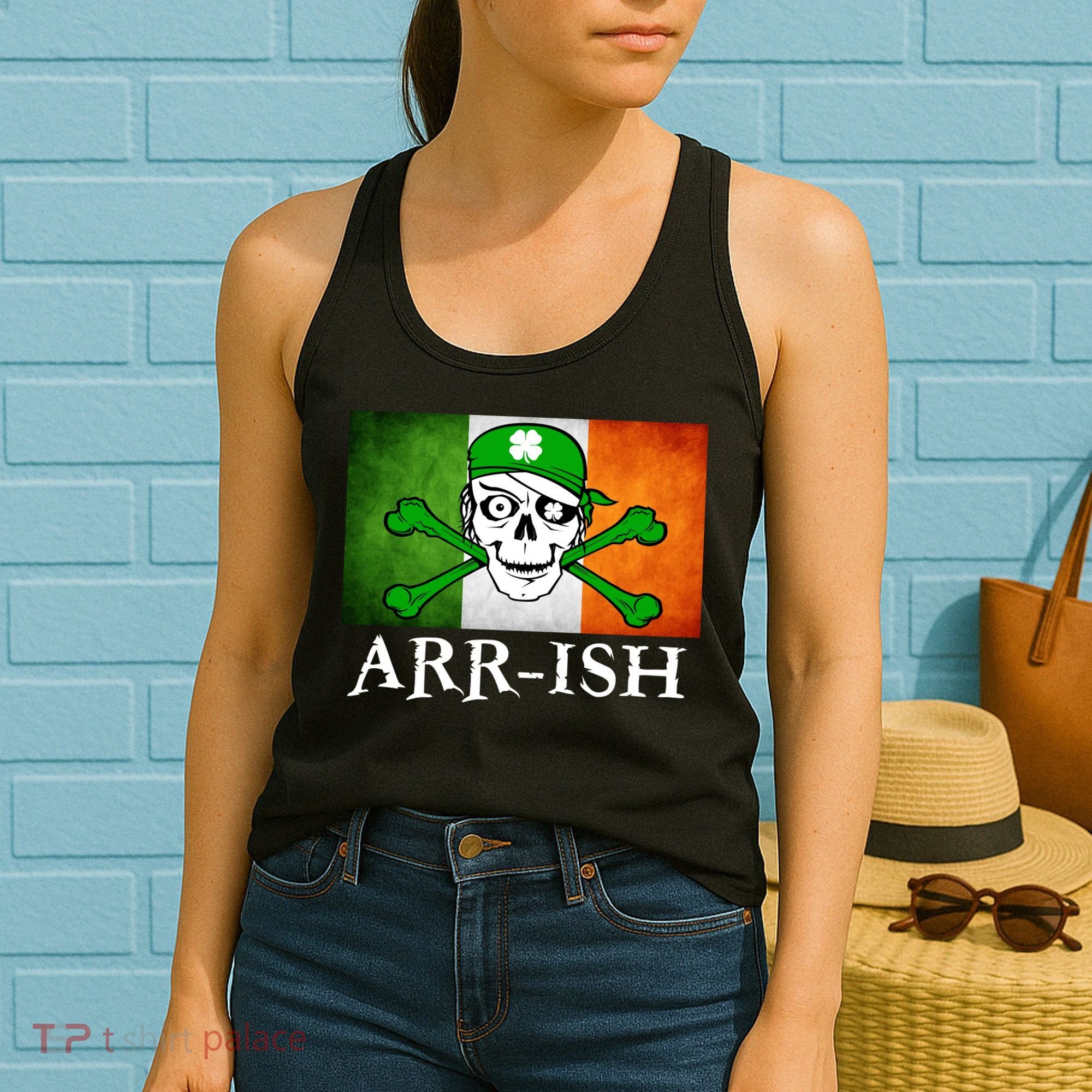 Arr-ish Irish Pirate St. Patrick's Day Flag Women's Tank Top