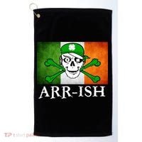 Arr-ish Irish Pirate St. Patrick's Day Flag Golf Towel thumb 0