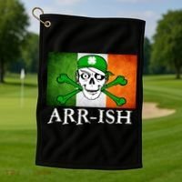 Arr-ish Irish Pirate St. Patrick's Day Flag Golf Towel thumb 1
