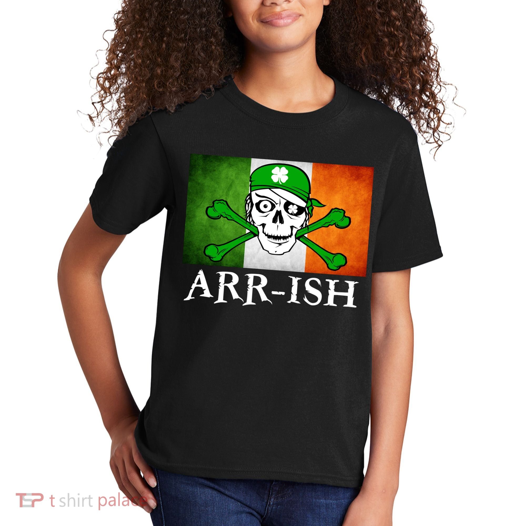 Arr-ish Irish Pirate St. Patrick's Day Flag Kids T-Shirt