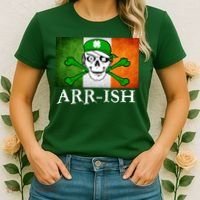 Arr-ish Irish Pirate St. Patrick's Day Flag Women's T-Shirt thumb 2