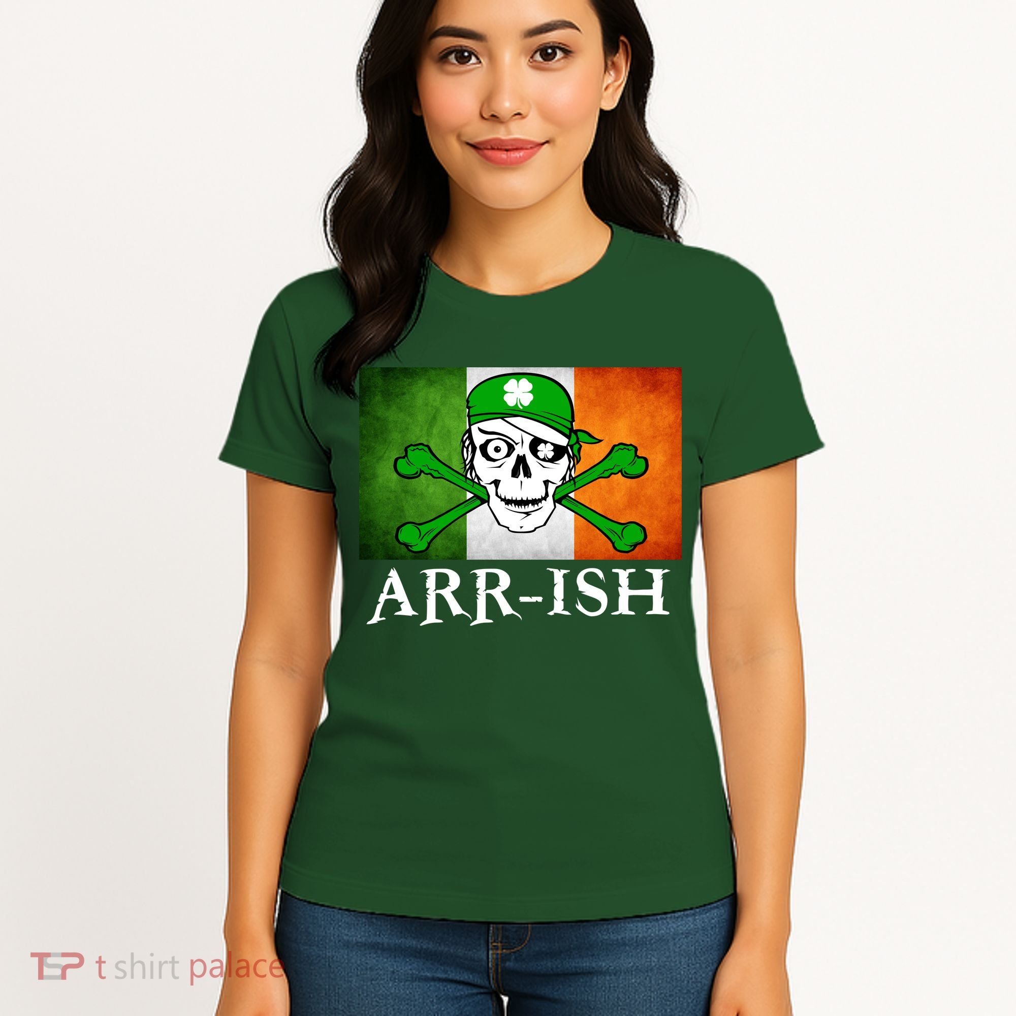 Arr-ish Irish Pirate St. Patrick's Day Flag Women's T-Shirt
