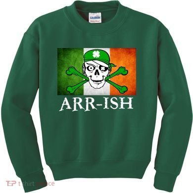Arr-ish Irish Pirate St. Patrick's Day Flag Kids Sweatshirt