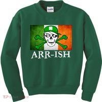 Arr-ish Irish Pirate St. Patrick's Day Flag Kids Sweatshirt thumb 0