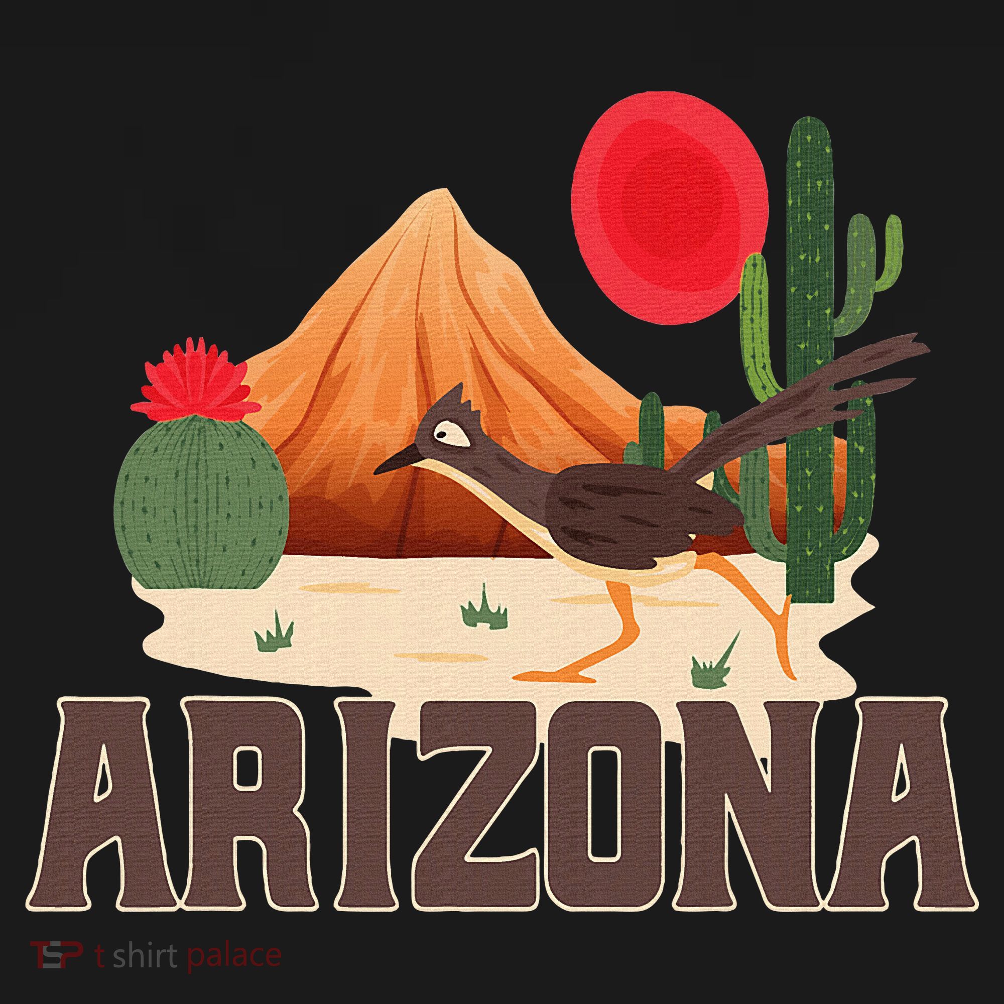 Arizona Roadrunner Retro Boho Desert Cactus USA-Made Doggie Bandana