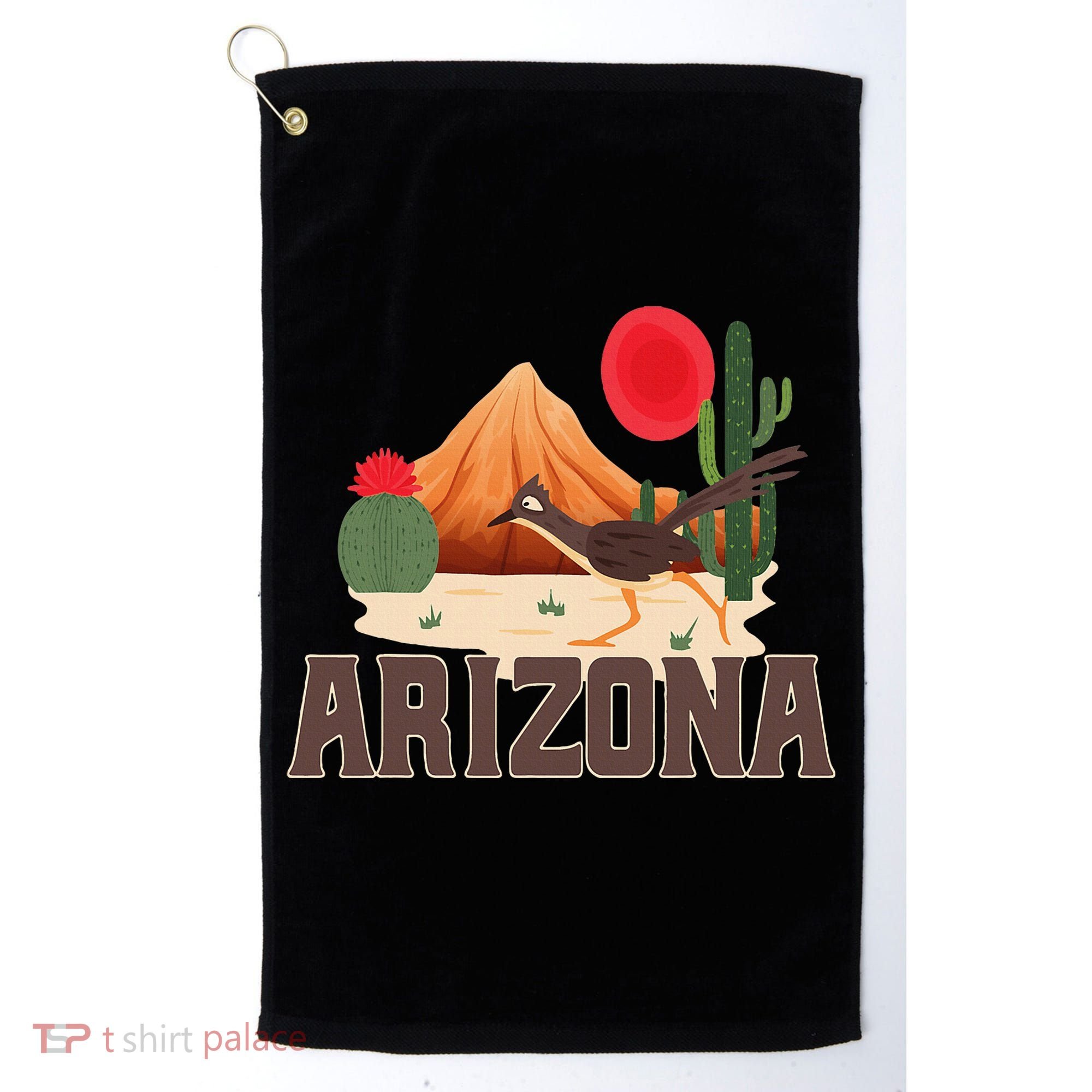 Arizona Roadrunner Retro Boho Desert Cactus Golf Towel