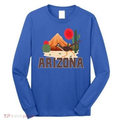 Arizona Roadrunner Retro Boho Desert Cactus Long Sleeve Shirt