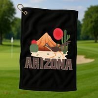 Arizona Roadrunner Retro Boho Desert Cactus Cute Gift Golf Towel thumb 1