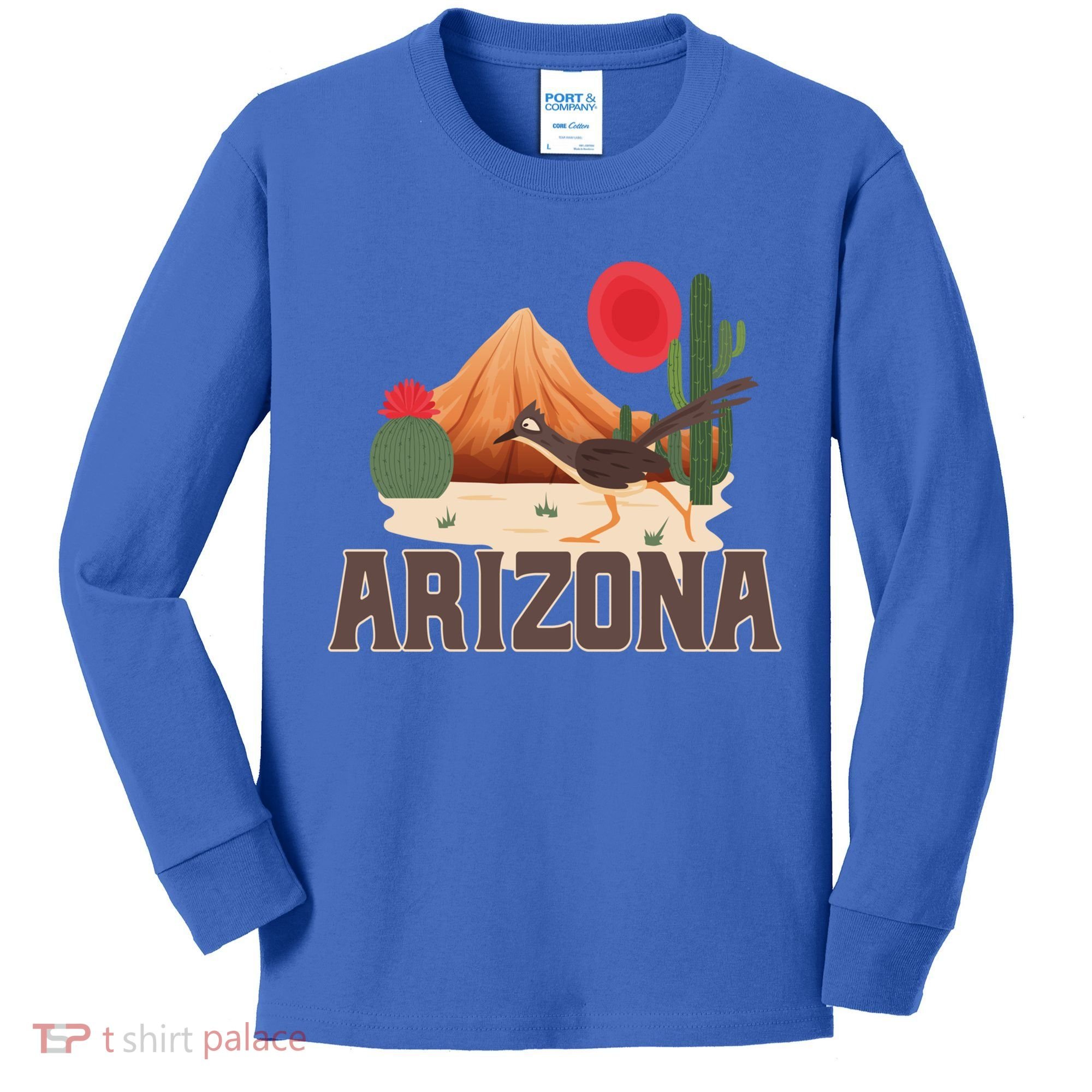 Arizona Roadrunner Retro Boho Desert Cactus Cute Gift Kids Long Sleeve Shirt