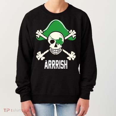 Arrrish Irish Clover skull St Patricks Day Women's Sweatshirt