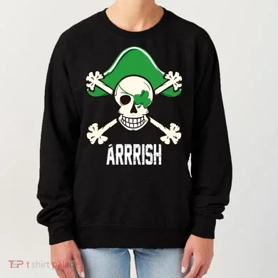Arrrish Irish Clover skull St Patricks Day Women's Sweatshirt