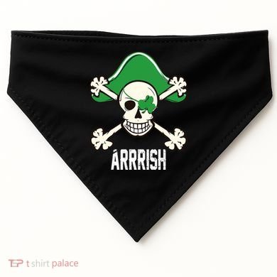 Arrrish Irish Clover skull St Patricks Day USA-Made Doggie Bandana