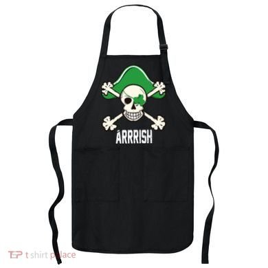 Arrrish Irish Clover skull St Patricks Day Apron