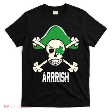 Arrrish Irish Clover skull St Patricks Day T-Shirt