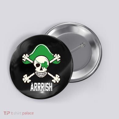 Arrrish Irish Clover skull St Patricks Day Button