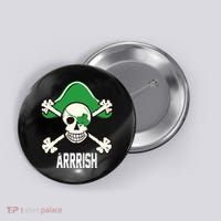 Arrrish Irish Clover skull St Patricks Day Button thumb 0