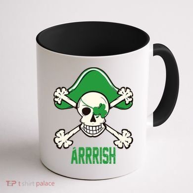 Arrrish Irish Clover skull St Patricks Day Coffee Mug back
