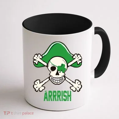 Arrrish Irish Clover skull St Patricks Day Coffee Mug back