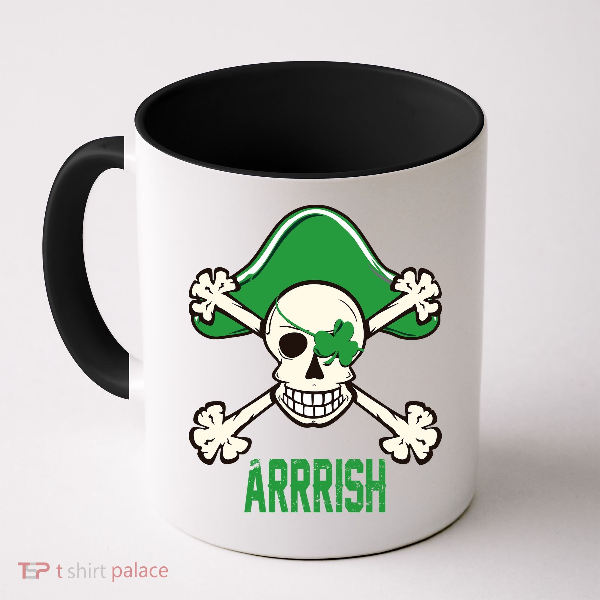 Arrrish Irish Clover skull St Patricks Day Coffee Mug