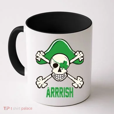 Arrrish Irish Clover skull St Patricks Day Coffee Mug