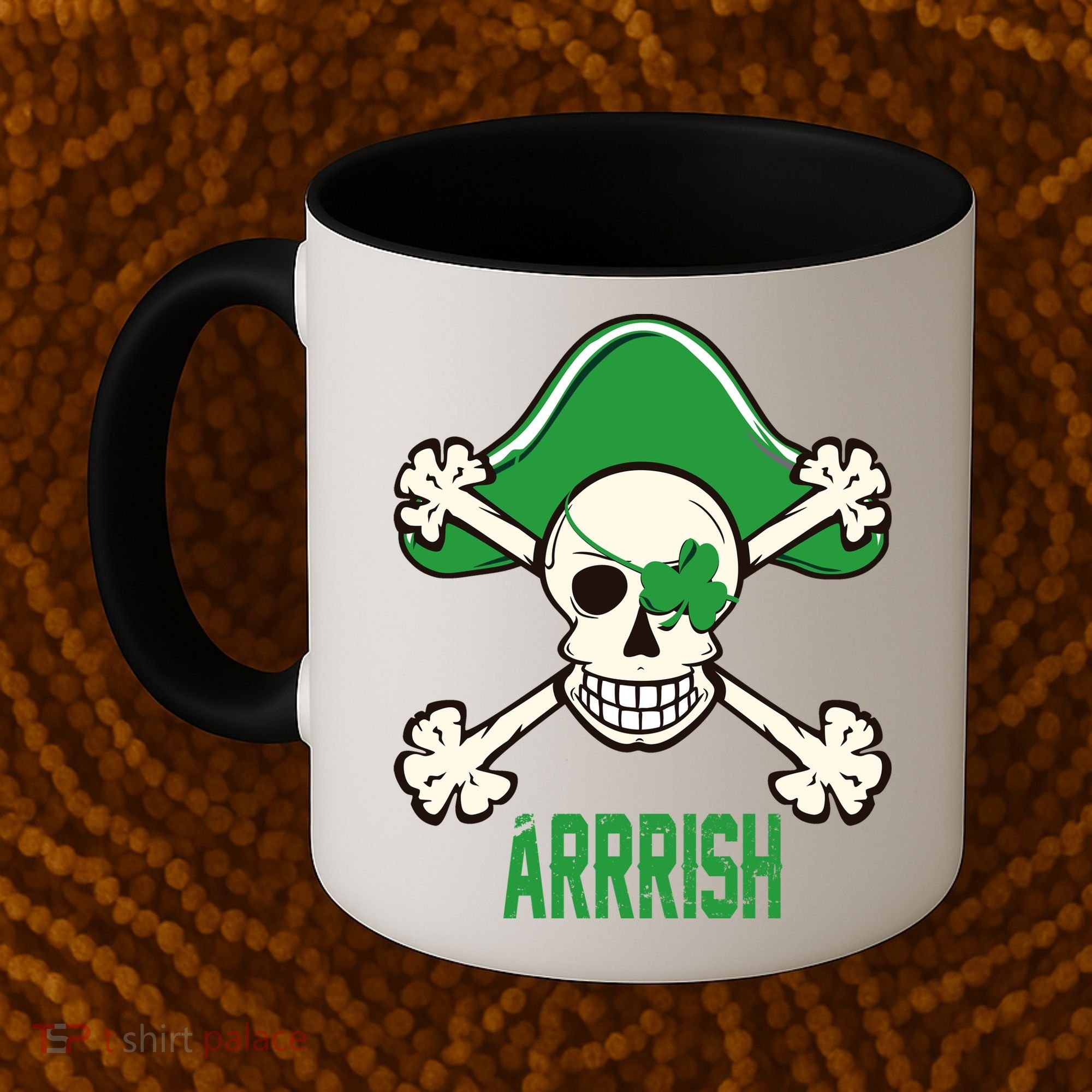 Arrrish Irish Clover skull St Patricks Day Coffee Mug