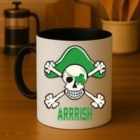 Arrrish Irish Clover skull St Patricks Day Coffee Mug thumb 4
