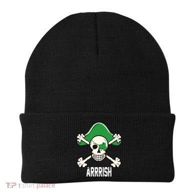 Arrrish Irish Clover skull St Patricks Day Beanie
