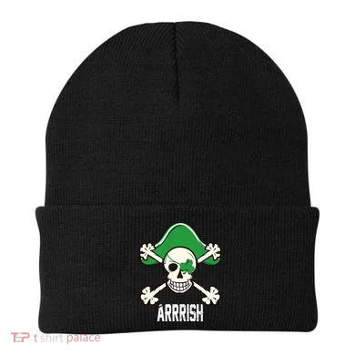 Arrrish Irish Clover skull St Patricks Day Beanie