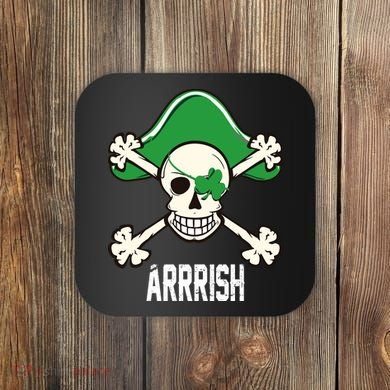 Arrrish Irish Clover skull St Patricks Day Coaster