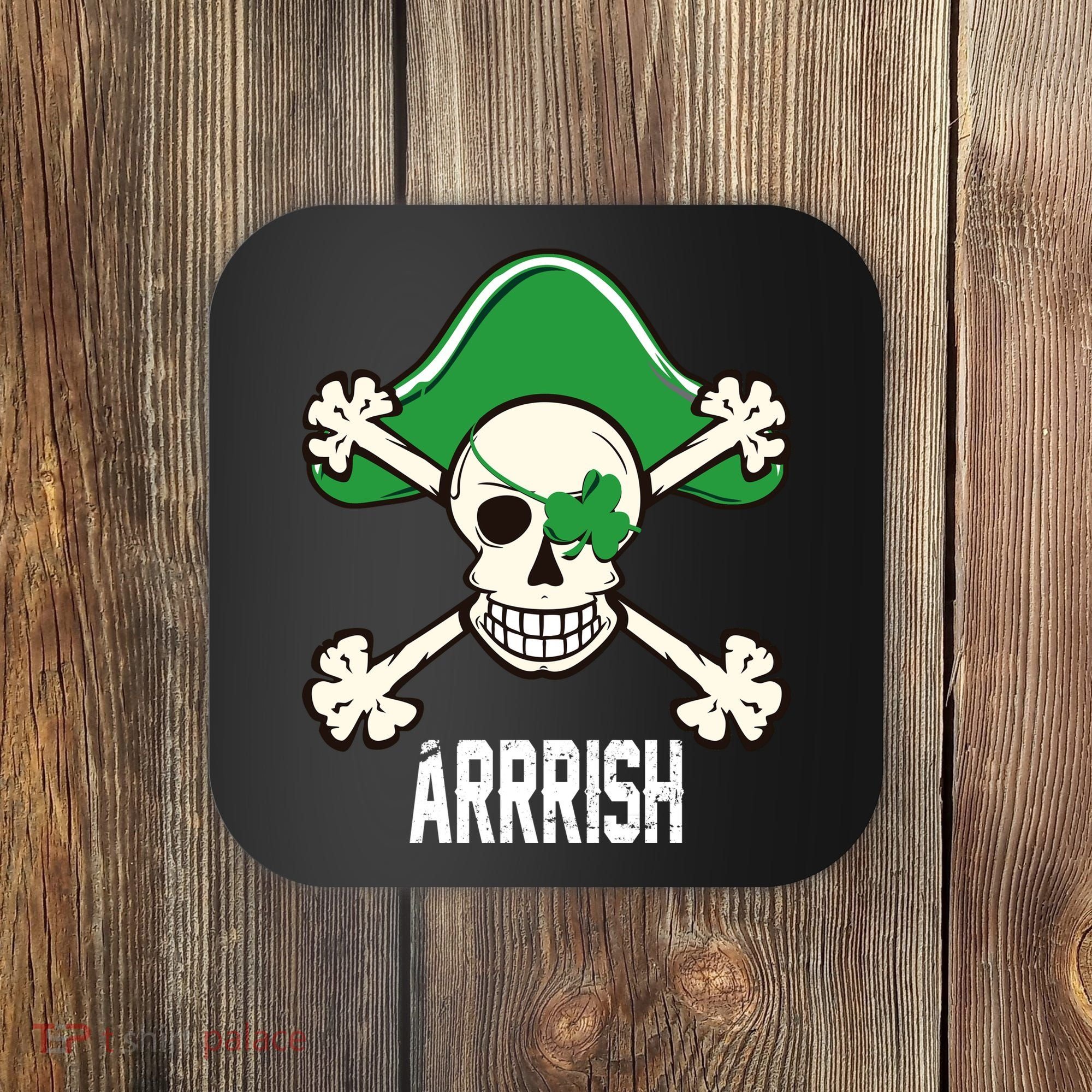Arrrish Irish Clover skull St Patricks Day Coaster