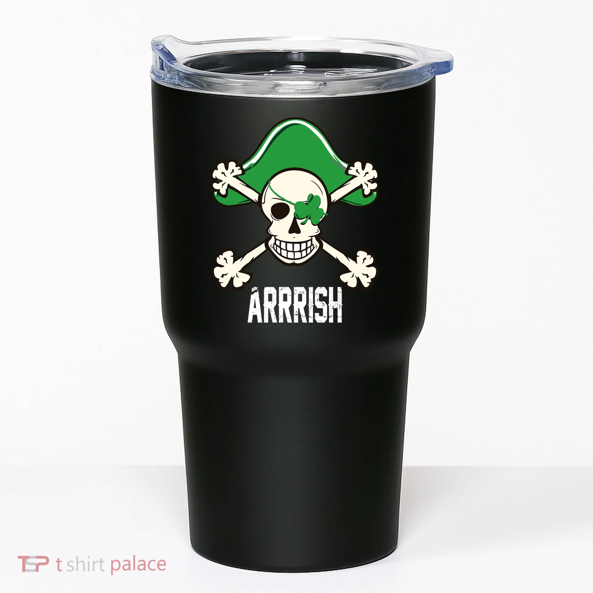 Arrrish Irish Clover skull St Patricks Day Tumbler