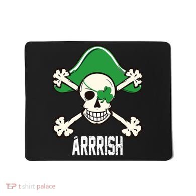 Arrrish Irish Clover skull St Patricks Day Mousepad