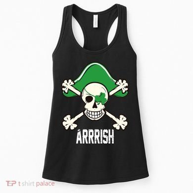 Arrrish Irish Clover skull St Patricks Day Women's Tank Top