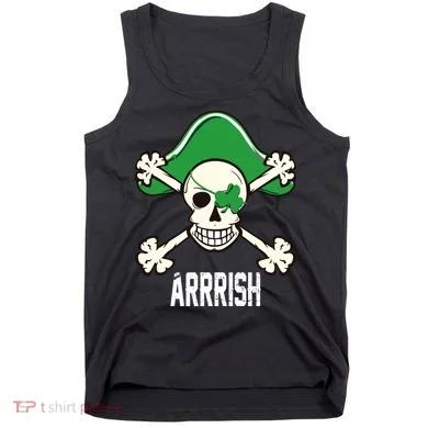 Arrrish Irish Clover skull St Patricks Day Tank Top