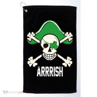 Arrrish Irish Clover skull St Patricks Day Golf Towel