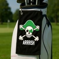 Arrrish Irish Clover skull St Patricks Day Golf Towel thumb 2
