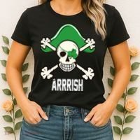 Arrrish Irish Clover skull St Patricks Day Women's T-Shirt thumb 2