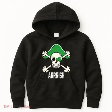 Arrrish Irish Clover skull St Patricks Day Kids Hoodie