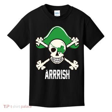 Arrrish Irish Clover skull St Patricks Day Kids T-Shirt