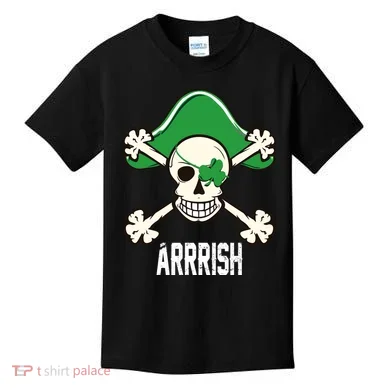 Arrrish Irish Clover skull St Patricks Day Kids T-Shirt