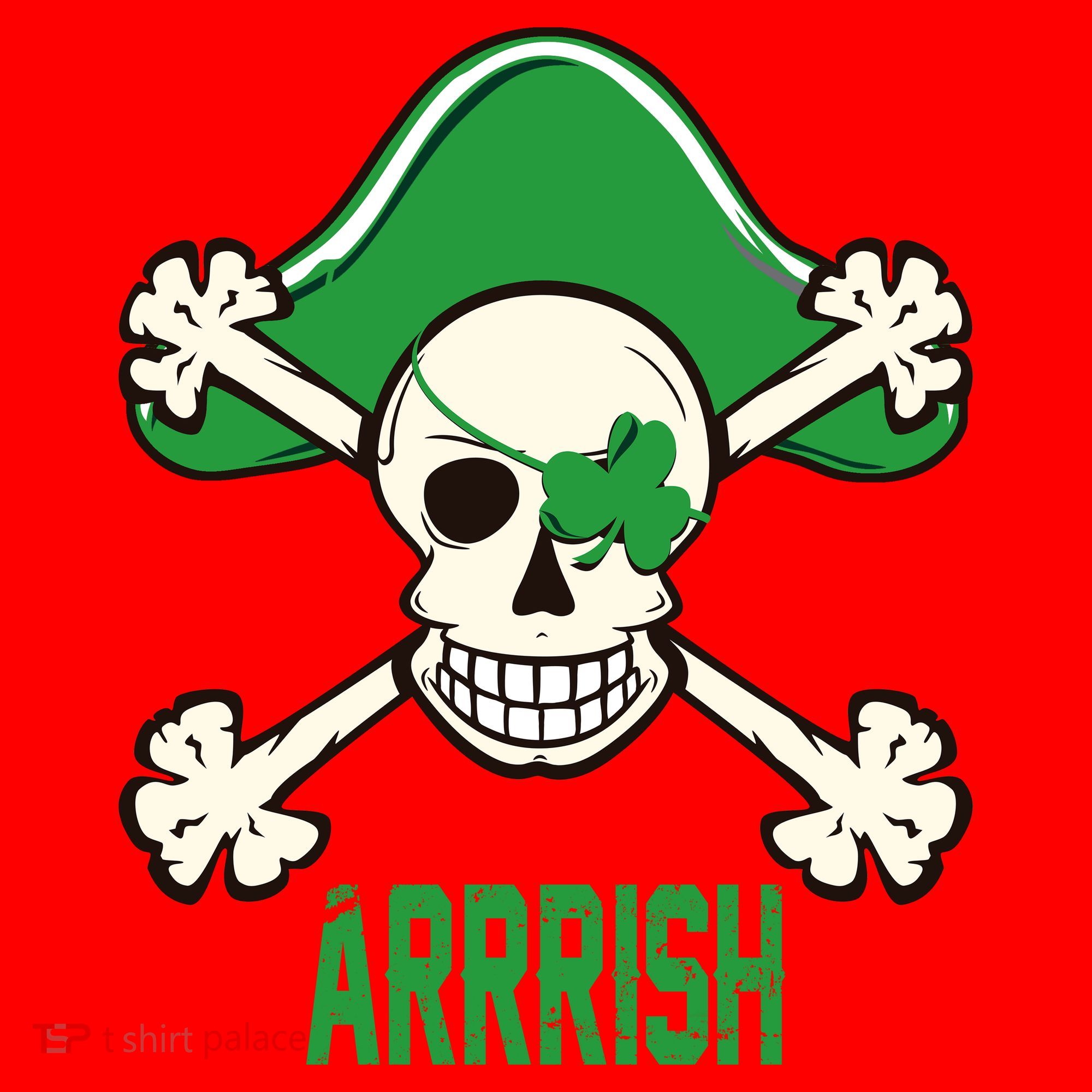 Arrrish Irish Clover skull St Patricks Day Santa Hat